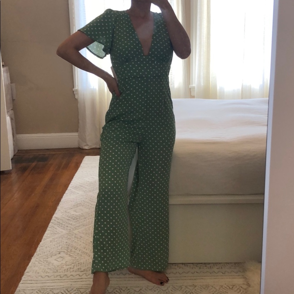 ROWA jumpsuit green polka dot